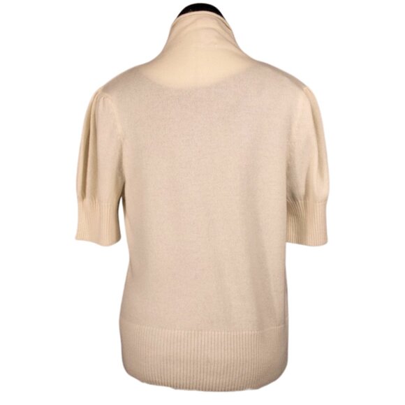Cinq à Sept Tous Les Jours 100% Cashmere Puff Sleeve Mock Neck Sweater Size L - Picture 5 of 14